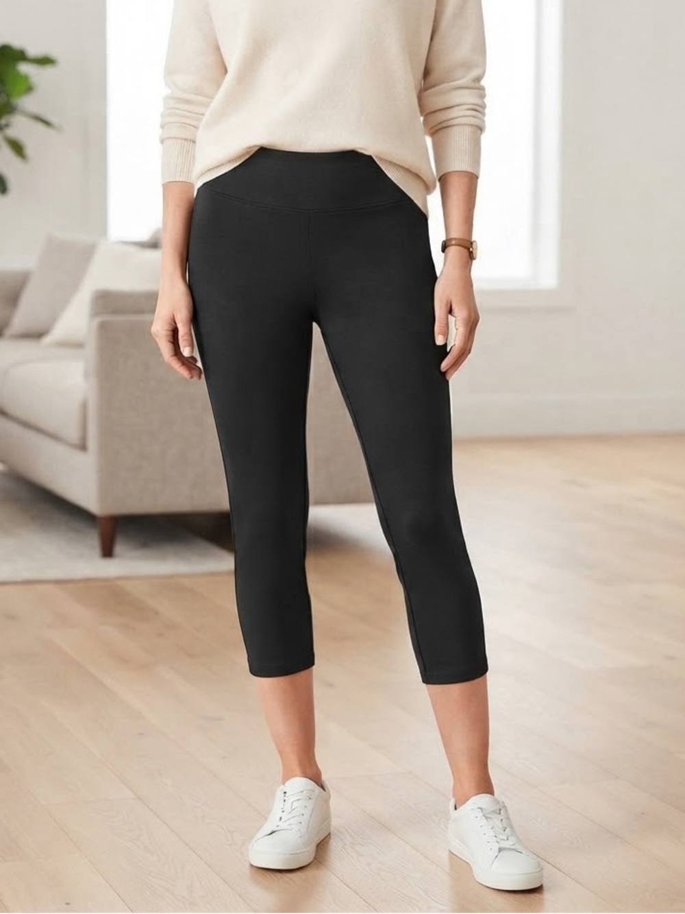 J. Jill Black Ponte Leggings Stretch Pull-On Cropped Pants Black Size XS